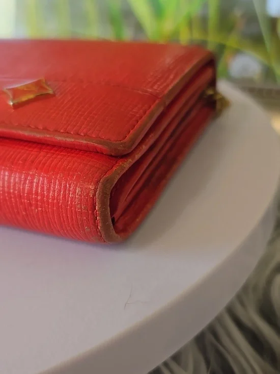 MCM Red Leather Trifold Wallet w/ Gold Studs & Charms | Authentic | EUC - Picture 10 of 15